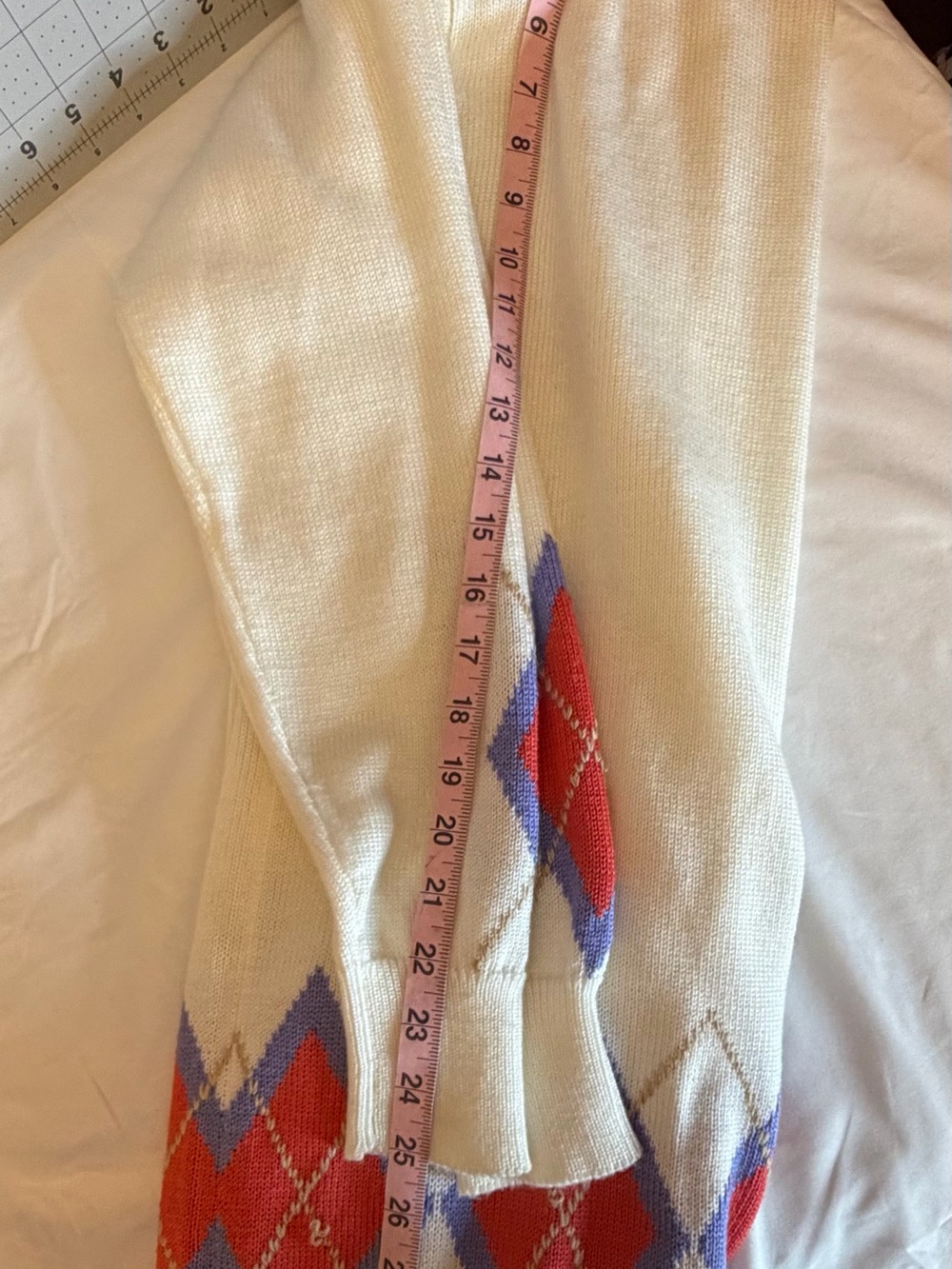 Vintage 90s Jaclyn Smith Argyle Longline Cardigan M - Picture 4 of 8